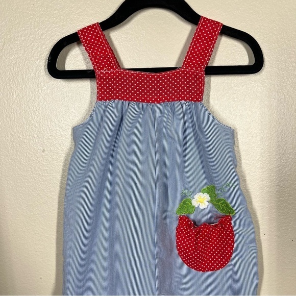 Vintage Carters Girls Toddler Stripe Floral Embroidery Overalls Size 2T - Picture 2 of 10